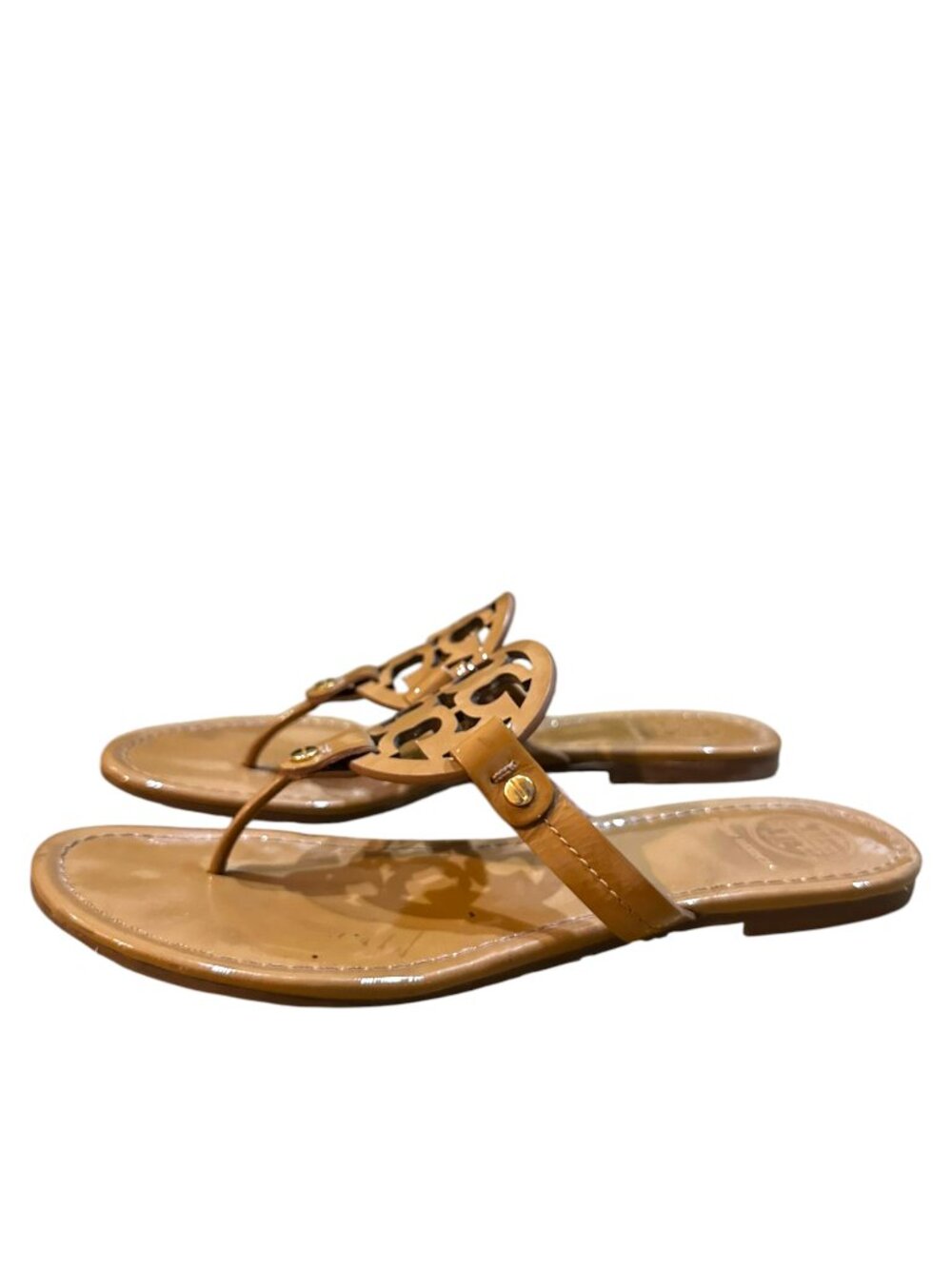 Tory Burch Miller Sandals Tan Patent Leather Women's
